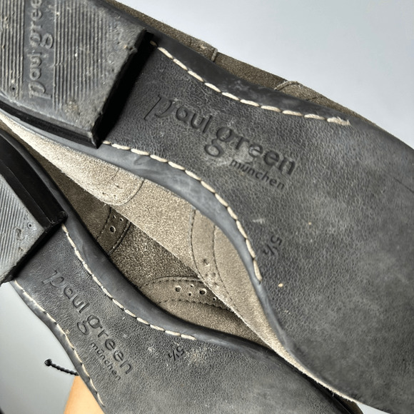 PAUL GREEN oxford round toe ballet flat leather gray womens size UK 5.5 US 8 - Picture 6 of 7